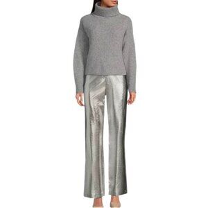 NWT Gianni Bini Tatania Metallic Pants in Silver Sz. 25
